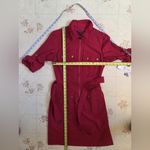 Sharagano  Red Trench Coat Military Shirt Dress with Belt Photo 3