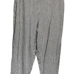 Max Studio  Vertical Striped Crop Pants Sz Large Gray White Linen Blend Straight Photo 0
