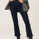 Paige Jeans Women 27 Solid Blue Denim Claudine Cropped Flare Cotton Photo 0