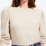 Loft Brushed Waffle Puff Sleeve Top in Heather sz XS NWT Photo 3