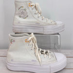 Converse  Chuck Taylor All Star Lift Platform High Top White Flower Embroidery 6 Photo 0