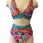 Neon Animal Print Bikini Swimsuit Tropical S Small Green Photo 1