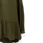 Anthropologie RO&DE Boho Ruffle Drop Waist Olive Green Tunic Blouse Top Balloon Sleeve Peasant Photo 4