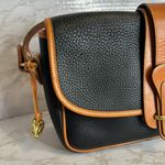 Dooney & Bourke Vtg equestrian blk Pebbled Leather with Brown Trim crossbody Photo 2