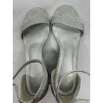 Womans Formal Sandals 8.5 Silver Open Toe Buckle Block Heel Photo 5