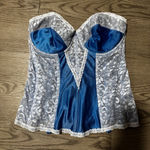 Carnival Vintage Blue Lace Corset Bustier Bra Top 38C‎ Underwire Garter Straps Size undefined Photo 0