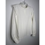 Everlane   The Wing Shoulder Mockneck Silky Cotton Blouse mock neck Ivory small Photo 2