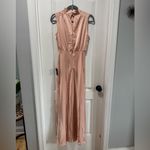 Lulus  Classic Elegance NWT size XS‎ Blush Satin Sleeveless Mock Neck Maxi Dress Photo 12