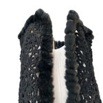 Josephine Chaus Vtg Black Crochet Open Knit Sleeveless Vest SZ M Rabbit Fur 80's Photo 3