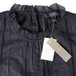 J.Crew NWT  Back Button Ruffle Top Black Size 2 Photo 2