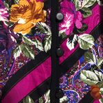 Richard Warren vintage 100% silk‎ blouse button up floral women’s size 8 Black Photo 3