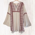 Knox Rose  Border Print Bell Sleeve Dress in Ivory, XXL Photo 2