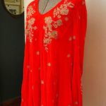 Free People Sweet Tennessee Red Floral Embroidery Open Peekaboo Back Dress Sz S Photo 5