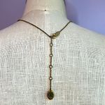 Juicy Couture heart-shaped pink rhinestone peace sign on antique gold necklace Photo 5