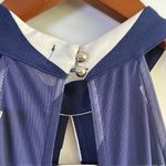 NWT Luxe Blue and White Halter Fit and Flare Mesh Back Cocktail Dress Size L Size L Photo 9