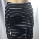 Navy Striped lined Skirt with front slits Blue Photo 1