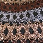 MAROON BLUE BROWN CROCHETED CHENILLE SHOULDER BAG WITH BLACK FELT STIFF HANDLE Red Photo 2