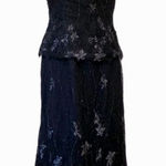 Vintage Formal Dress 12 Y2K Black Gown Beaded Holiday Party Long Slipdress 20s Size M Photo 0