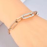 Stainless Steel CZ Crystal Chain Bracelet (Gold) Photo 1