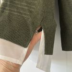 Hilary Radley Olive V-Neck Sweater with Layered Hem Photo 3