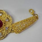 Gold Luxury Statement Bracelet Red Stone New Photo 3