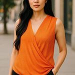 Old Navy Orange & White Wrap Rayon Knit Sleeveless Top ~ Women's Size XL Photo 0