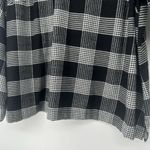 Loft  Plaid Pleated Ruffle Neck Blouse Black White Long Sleeve Size XL Photo 6