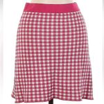 C/MEO COLLECTIVE  Pink White Lace Up Front Plaid Pencil Skirt Size M Medium Photo 1