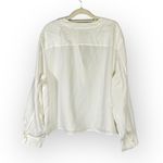 Madewell  Long-Sleeve Popover Top Women's Med Lighthouse Silk Split Crewneck NWT Photo 3