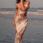 ZARA  dress maxi tie dye slip bodycon satin wedding evening party vacation  Photo 6