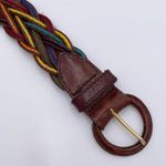 Vintage 80s 90s Rainbow Braided Leather Belt Size Small Lady Canterbury DR Brown Photo 5
