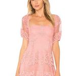 Free People  Pink Be Your Baby Lace Mini Dress Short Sleeves Womens Size Small Photo 0
