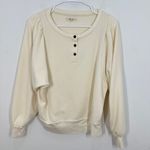 Madewell  Cream Puff Sleeve Henley Sweatshirt Pullover Top Womens Size L Photo 2
