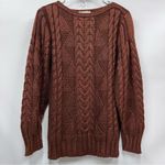 Vtg made in France Cozy Brown Diamond Cable Knit Sweater pullover no size tag Size M Photo 0