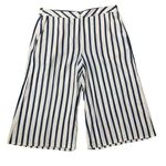 Gianni Bini  Sz L Pants Wide Cropped Crop Cream Navy Vertical Stripes Nautical Photo 0