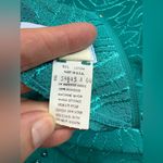 Vintage 80s Henry Lee teal floral monochrome fitted long sleeve dress, size 6 Blue Photo 14