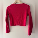 ZARA  Hot Pink Ribbed One Button Cropped Cardigan Photo 3