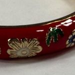 Clamper Style Bracelet Red Color Flower Pattern Accent Multicolor Enamel Painted Photo 15