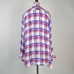 Johnny Was NWOT  Plaid Rayon Soft Long Sleeves Oversized Shirt Blouse Size S Photo 4