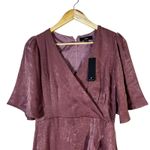Lulus  Mauve Satin Flutter Sleeve Wrap Midi Dress Photo 1
