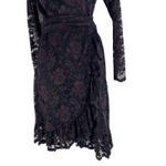 Ganni Flynn Lace Ruffle Wrap Dress Burgundy Black Size 2 Photo 6