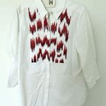 Figue White Beaded Cotton 3/4 Sleeve Button Down Collared Shirt No Sz (Flaws) Photo 0