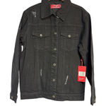 Red Label Patrol Jeans Black Distressed Denim Jacket Photo 0