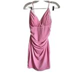 None Unbranded Bubblegum Pink Velour Body Con Faux Wrap Mini Dress Photo 1