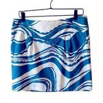 Trina Turk Blue Swirl Print A-Line Skirt Size 12 Photo 0