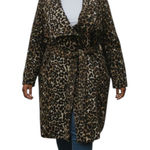 Fashion to figure  Womens Coat Size 0(XL) Leopard Belted Wrap Jacket Animal Print Photo 0