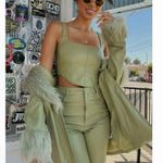 Show Me Your Mumu NEW NWT  Penny Lane Faux Leather Wrap Jacket Sage Green Photo 3