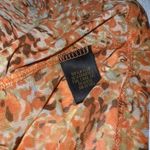 Reba  Orange Print Faux Wrap Scrunched Side Stretch Knit Short Sleeve Blouse Med Photo 9