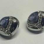 Joan Rivers Signed Silver Tone Purple Lilac Rhinestone Earrings Clip On Photo 0