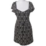 Deletta Black and Cream Mini Dress with Back Cutout Size Small Wedding Guest Dre Photo 1